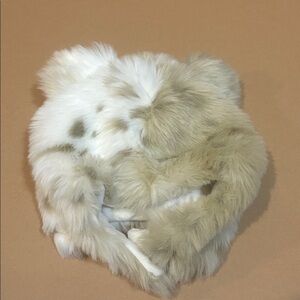 RH Luxe Faux Fur Snow Leopard Baby Hood Hat Size 0-12 Months